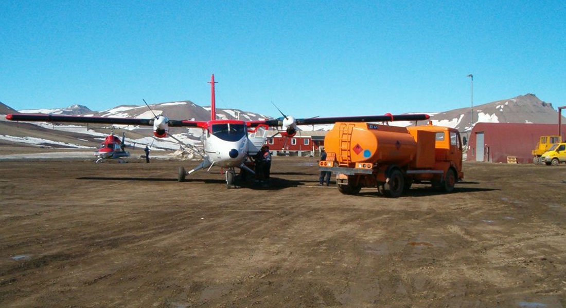 Constable Point airport in Eastern Greenland will be the logistics hub for the ice core drilling operations on the Renland ice cap in 2015.
